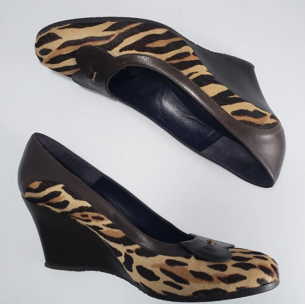 Donald J Pliner Animal Print Leather Wedge Heels
